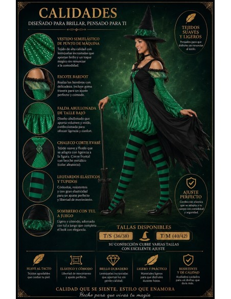 Costume Strega Verde Smeraldo Nuovo | Costumi Adulti Il Re del Carnevale